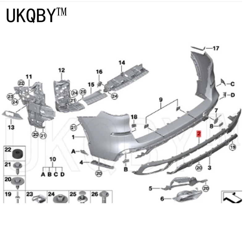 The rear of the decorative panel bumper has been painted  X5 G18 30 40L iX 51128069258 51128099937 51125A5CD30