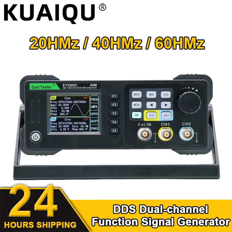 

KUAIQU 20/40/60Mhz DDS Dual Channel Function/Arbitrary Waveform Generator Signal Source ET3320C ET3340C ET3360C Frequency Meter