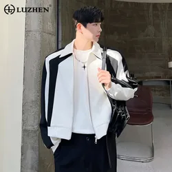 LUZHEN Splicing Color Autumn Shoulder Design Contrast Fashion 2024 Pad Jacket Trendy Handsome Korean Short Clothes Design 7aa3cb