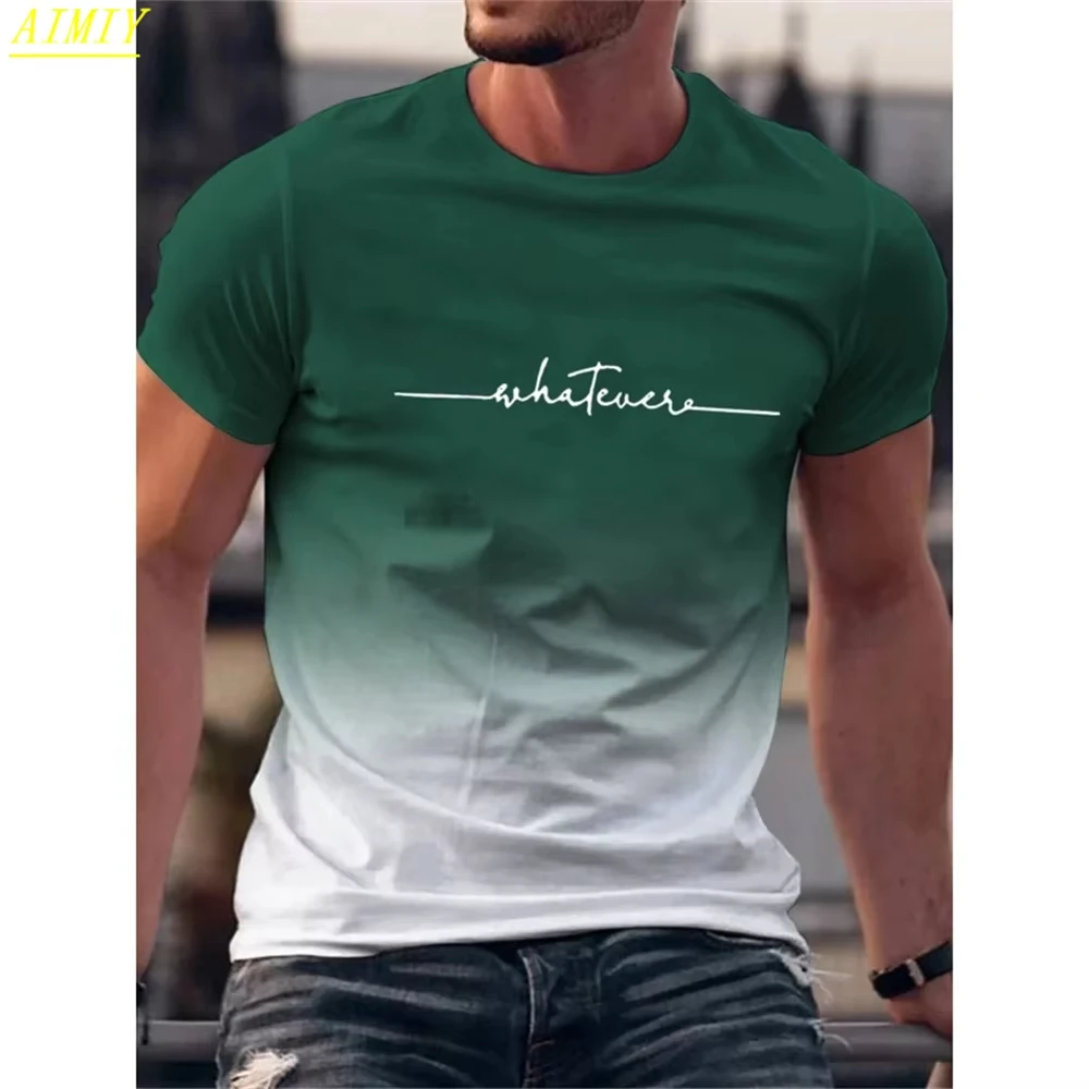 Casual Men's T-Shirts Spring Clothing Ombre Shirts Oversized Short Sleeve Tops Boys Tees Oversized Vintage T-Shirts For Mens