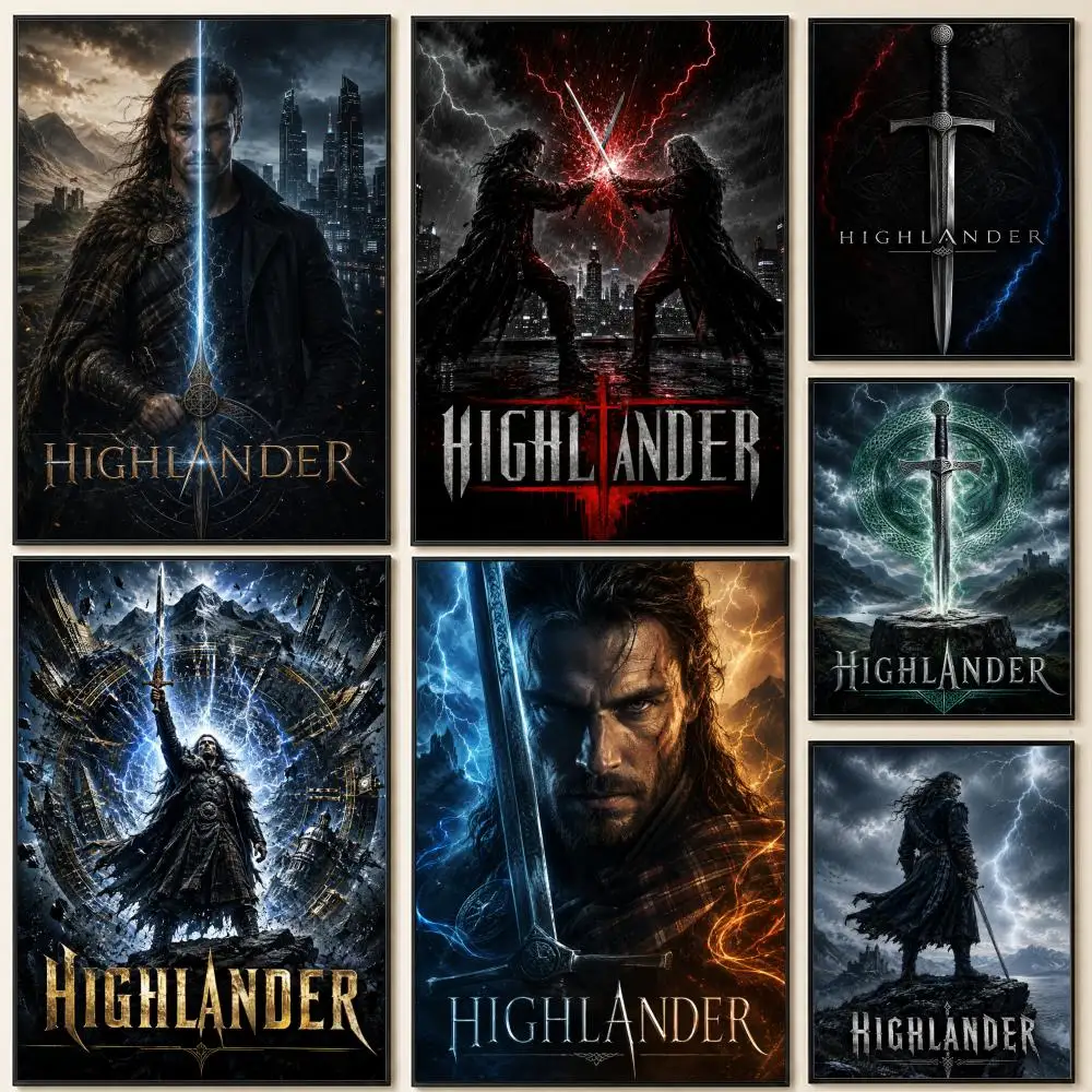 movie H-Highlander Poster HD Self Adhesive Wall Poster Waterproof Removable No Fade for Bedroom Living Room Decor