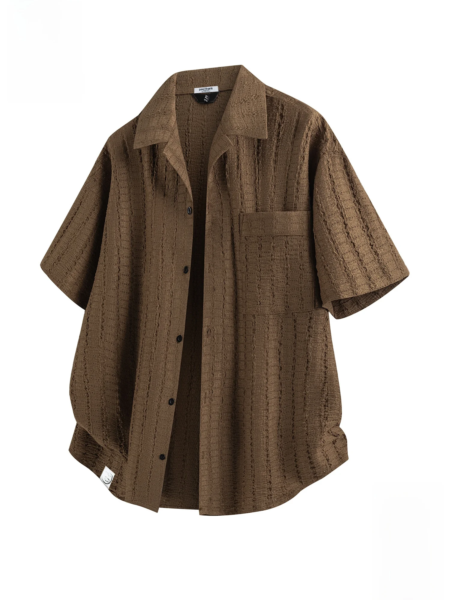 

PaulFrank Summer Casual Loose Thin ort Sve irt Men's 2026 Flip Collar Embroidered Monkey Print Polyester Fiber irt