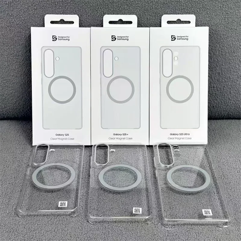 Clear Transparent Magnet Case For Samsung Galaxy S25 S25+ S25Ultra Plus Slim Hybrid Hard Crystal PC Origial Matel Cover MagSafe - náhled 3