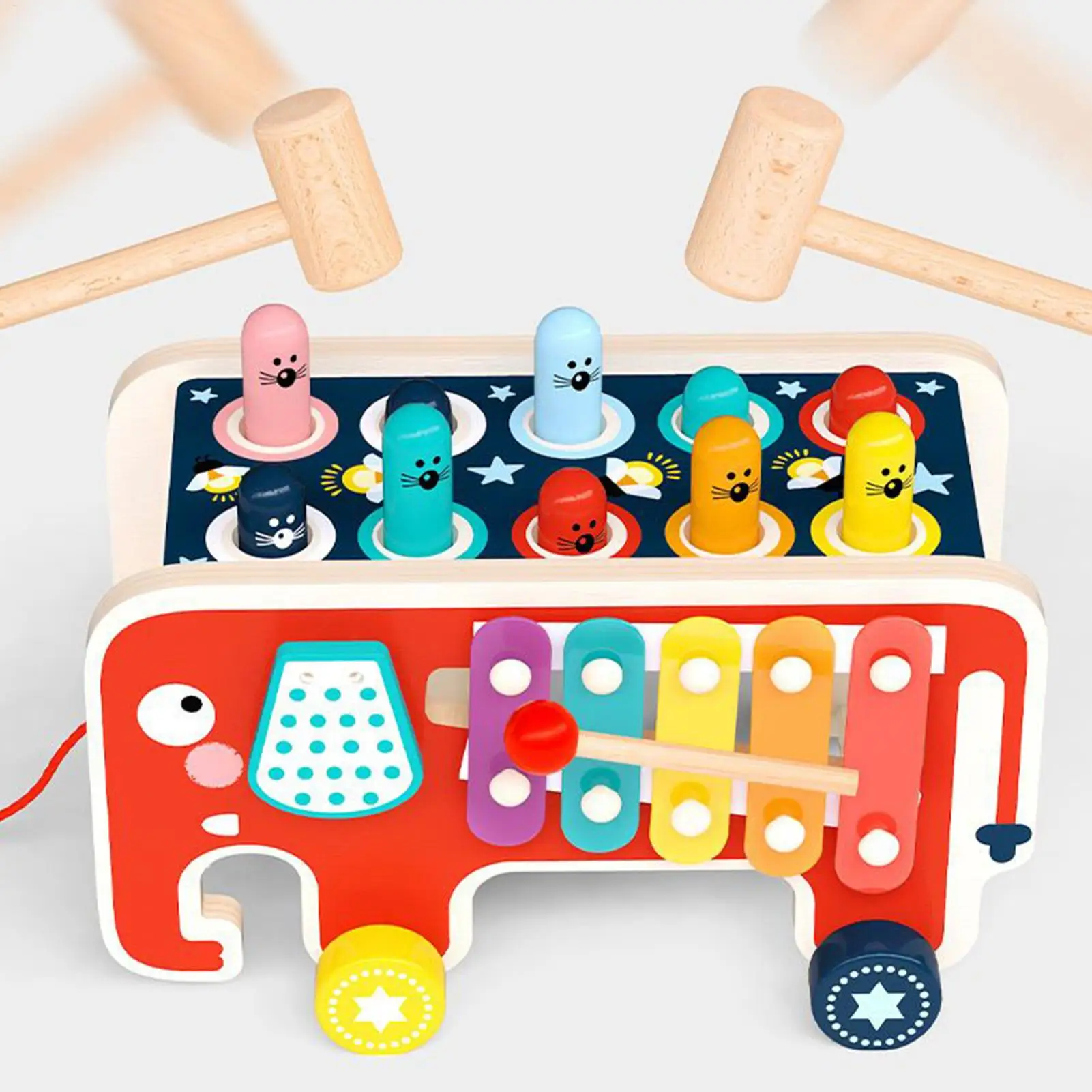 Montessori Wooden Multicolor Xylophone Wood Musical Instrument Toys For Baby Kids Early Learning Games Brain Development Motor