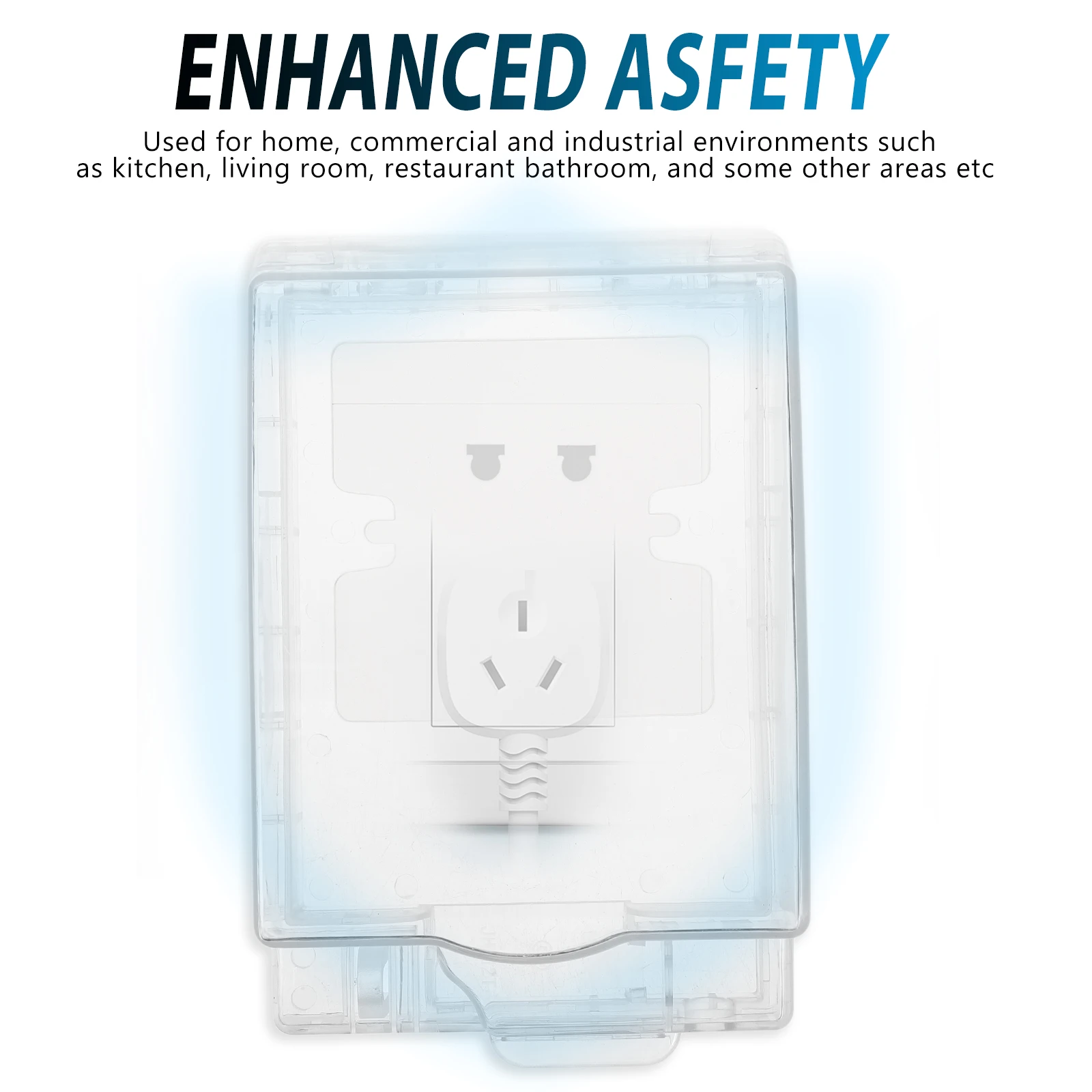 

Waterproof Protective Cover Socket Box Durable ABS Splash Proof Home Commercial Kitchen Bathroom Easy Installation Black Color