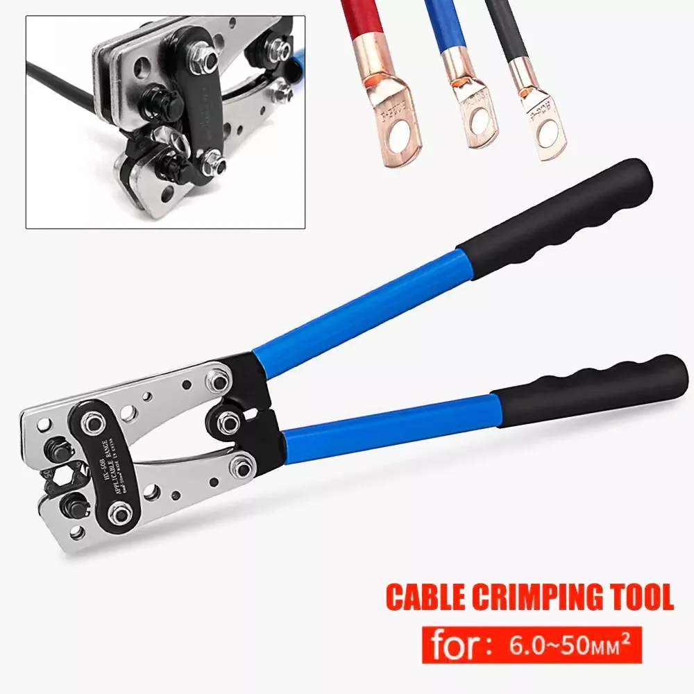 HX-50B Battery Cable Crimping Tool 6-50mm² Heavy Wire Crimper Car Auto Copper Ring Bare Cable for Copper Ring Terminals Lugs