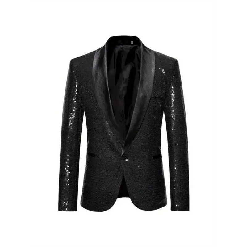 

Shiny Sparkle Effect Men's Suit Cross-Border Business Warmth-Friendly Double-Cutaway Back Style Other Fabric Other Style