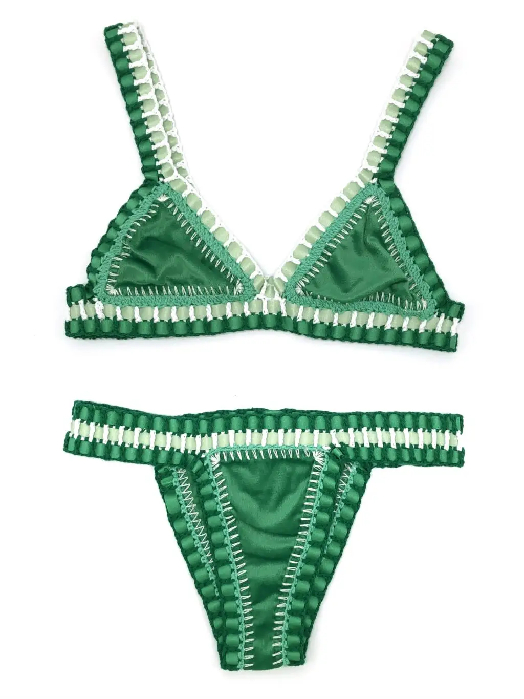 Imagem -04 - Biquíni de Veludo Verde para Mulheres Roupa de Banho Sexy de Crochê para Meninas Biquínis Micro Maiô de Luxo