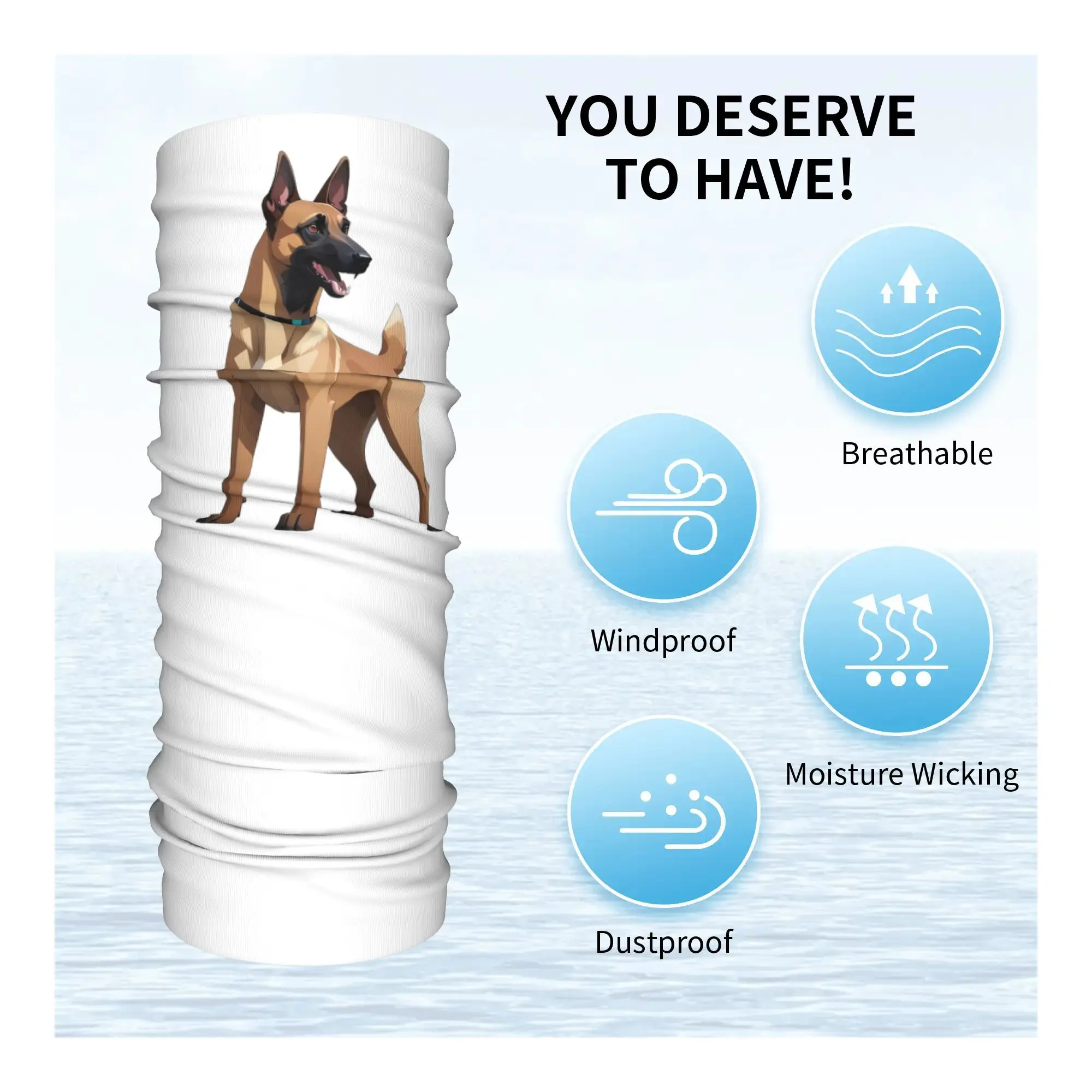 Cão pastor belga malinois bandana pescoço gaiter impresso envoltório máscara cachecol multifuncional ciclismo cachecol caminhadas pesca unisex