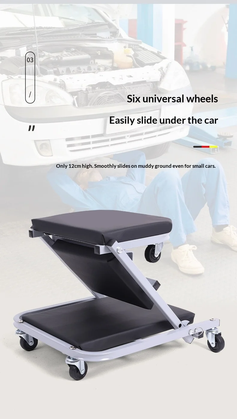 Headrest Steel Frame Portable Mechanic Creeper Laying Board Portable Heavy Duty Low Profile Rolling Car Creeper Padded