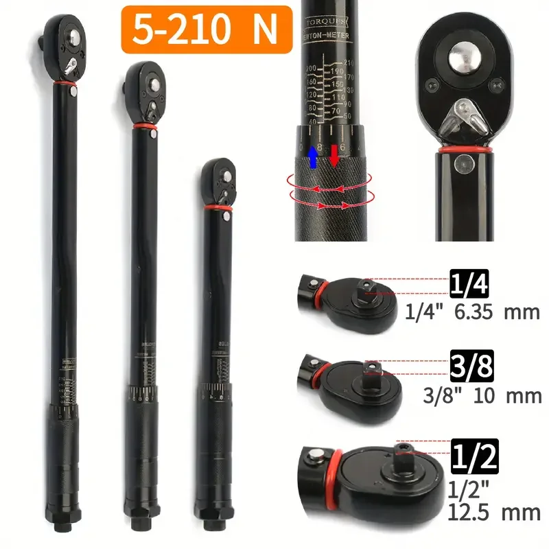 Chave de Torque para Reparo de Bicicleta de Carro Chave Quadrada de Catraca Chave Dinamométrica Ajustável Ferramenta Manual Predefinida Precisa