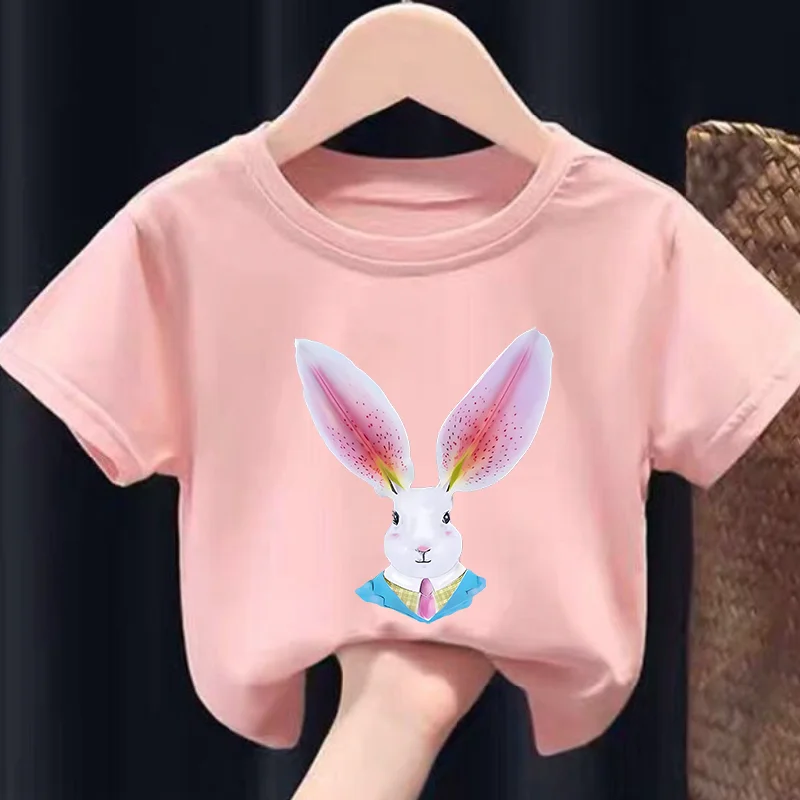 

Boys and Girls Short-sleeved T-shirt Letter Cartoon Print Casual Crew-neck Tops Summer New Children's T-shirt