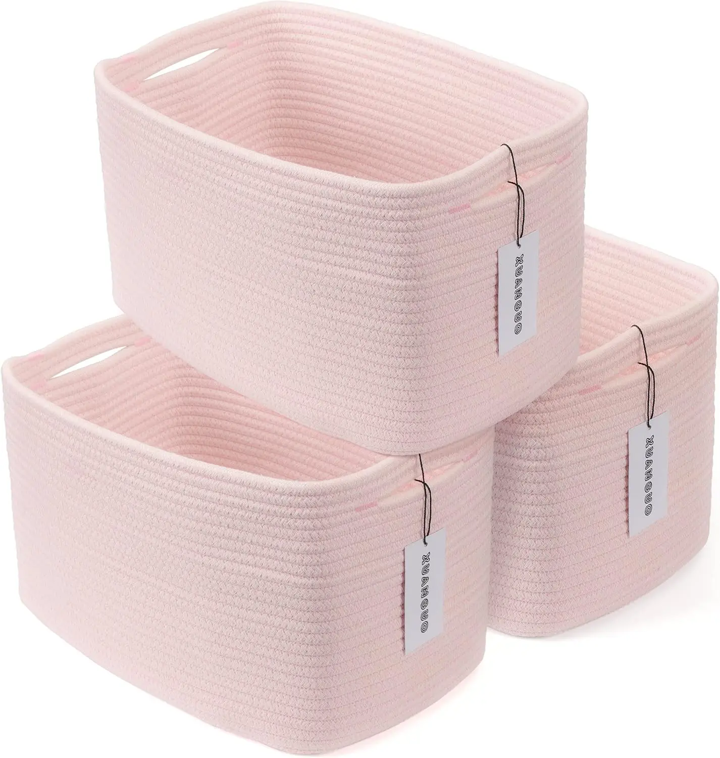 Light Pink Cotton Rope Storage Basket Organizer