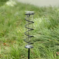 Large Capacity Glass Rain Guage Outdoor Detachable Rain Guage With Stake Metal Spiral Sape Accurate Rain Gauge For Garden