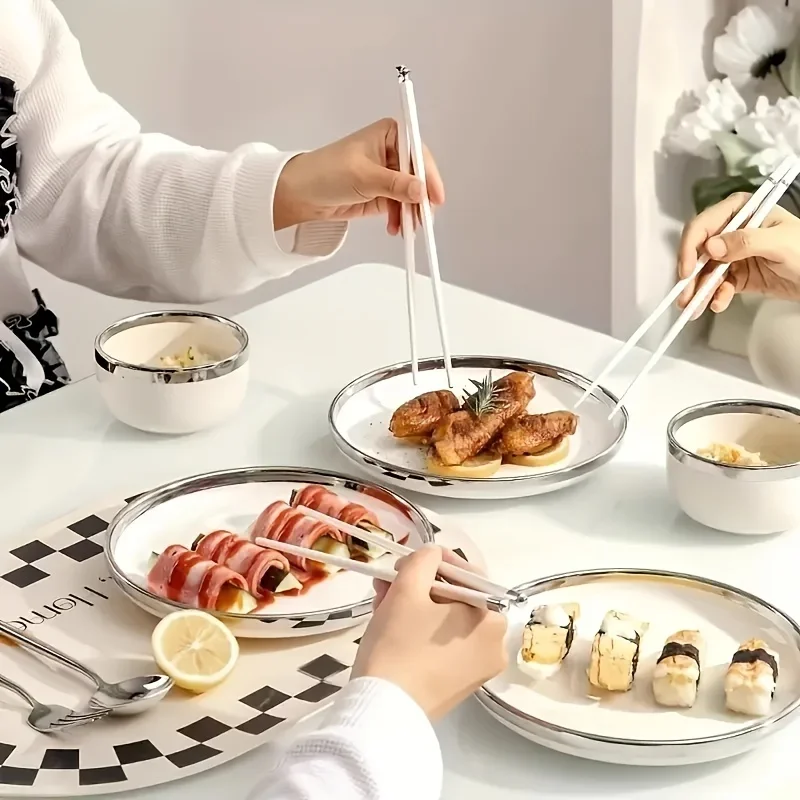 10 Pairs Antibacterial Alloy Chopsticks High Temperature Resistant Mildew Proof Ceramic Chopsticks Heat-Resistant Tableware Home