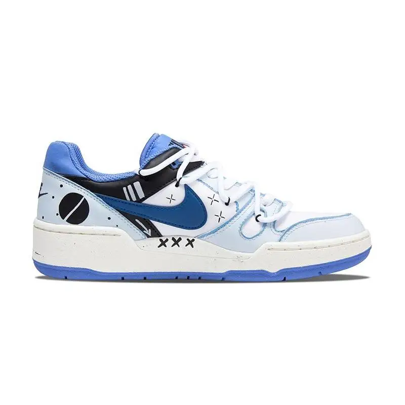 【Customize】Nike Full Force Skateboarding Shoes Men Low-top Blue/white/black Sneakers shoes FB1362-100