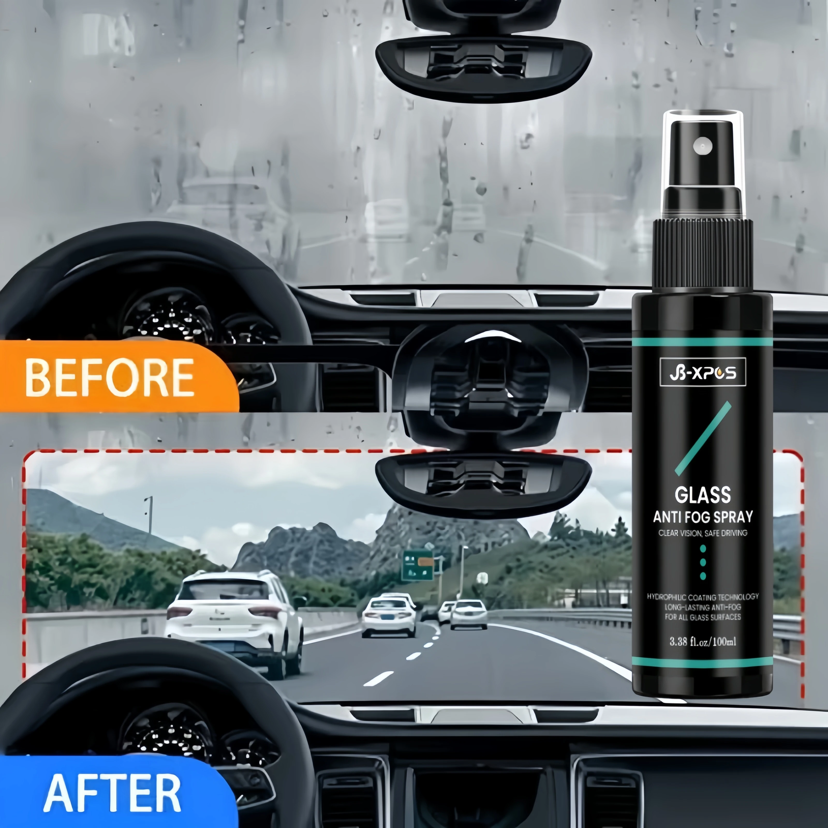 Auto Glass Anti‑Fog Spray, Effective Anti‑Fog Agent For Car Windshield & Side Windows, Reduce Blurry Sight YT0605