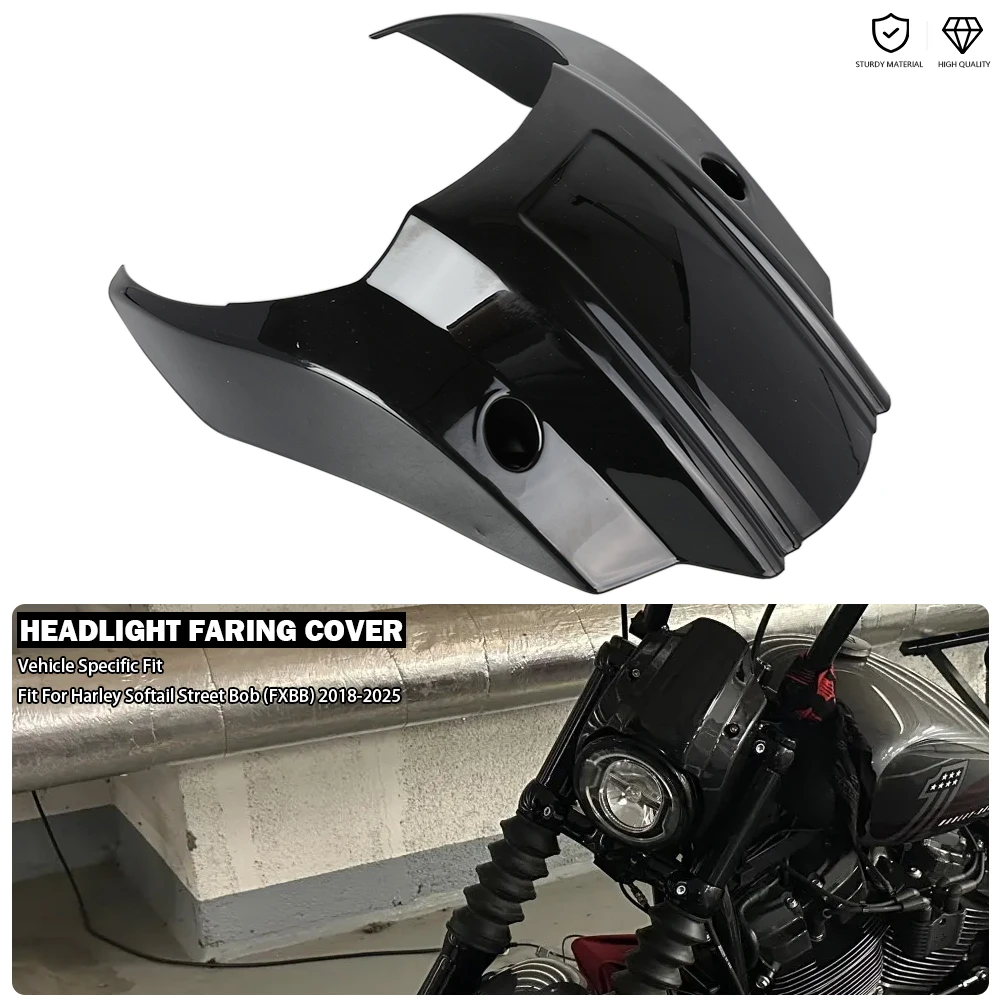 

Gloss Black Short Headlight Bezel Windshield Cockpit Fairing Deflector Trim Cover For Harley Softail Standard Street Bob FXBB