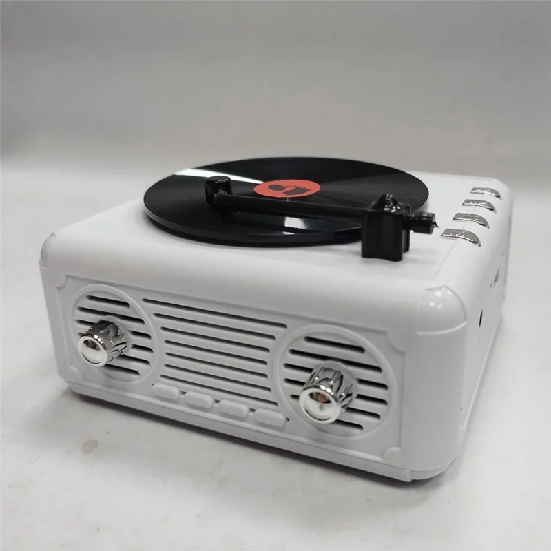 Speaker Retro Kotak Suara Subwoofer Speaker Bluetooth Portabel untuk Pemutar Rumah Luar Ruangan Kantor Putih Tahan Lama Mudah Digunakan