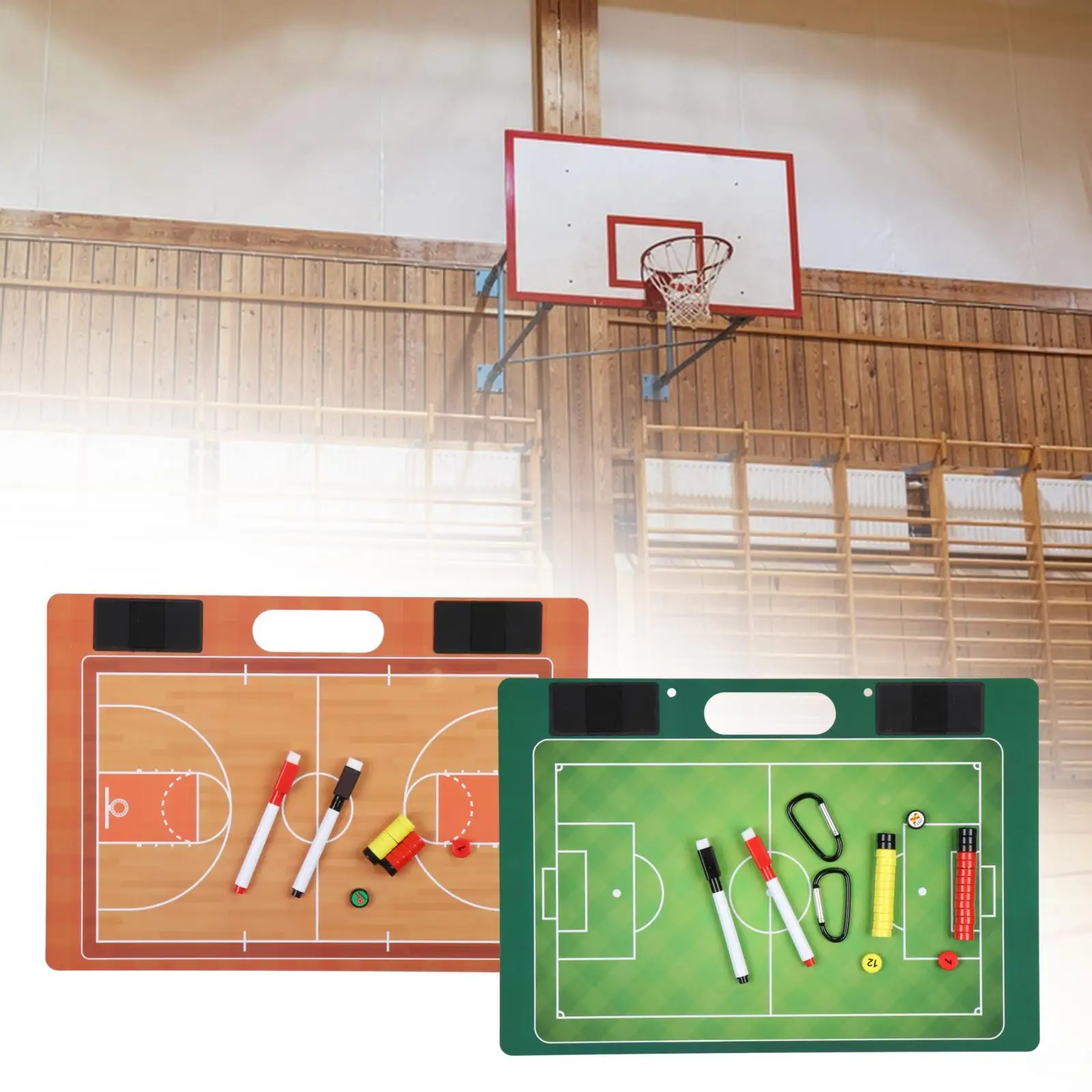 コーチングボード バスケットボール サッカー 審判員 ギア ガイダンス トレーニング補助具 消去可能なスポーツアクセサリー ゲームコーチ マーカー ホワイトボード