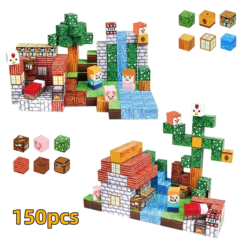 Azulejos magnéticos de animales del bosque, juego de construcción creativo de 150 Uds., juguetes educativos STEM, rompecabezas 3D, decoración artesanal, Idea de regalo de vacaciones