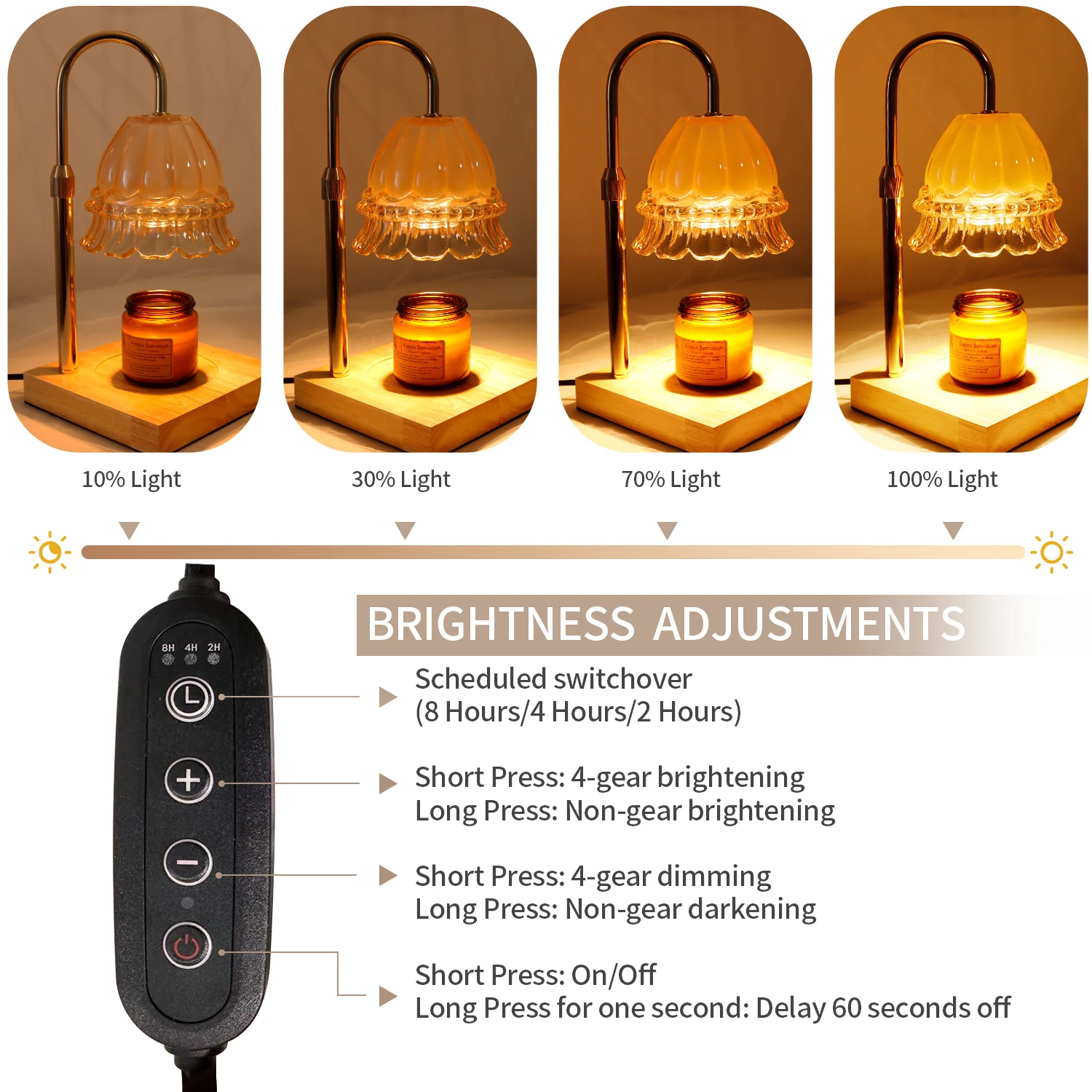 New Candle Melting Lamp Aroma Warmer Lamp Timer Glass Aroma Candle Warmer Lantern con Dimmer lampada di fusione senza fiamma per camera da letto