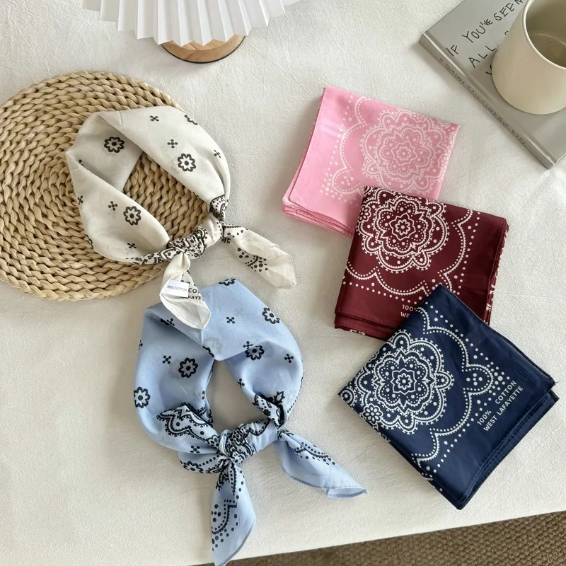 Retro Full-Cotton Kerchief Silk Scarf Women's Spring and Autumn Elegant Shirt Suit Scarf Fashion Tie Waist Scarf