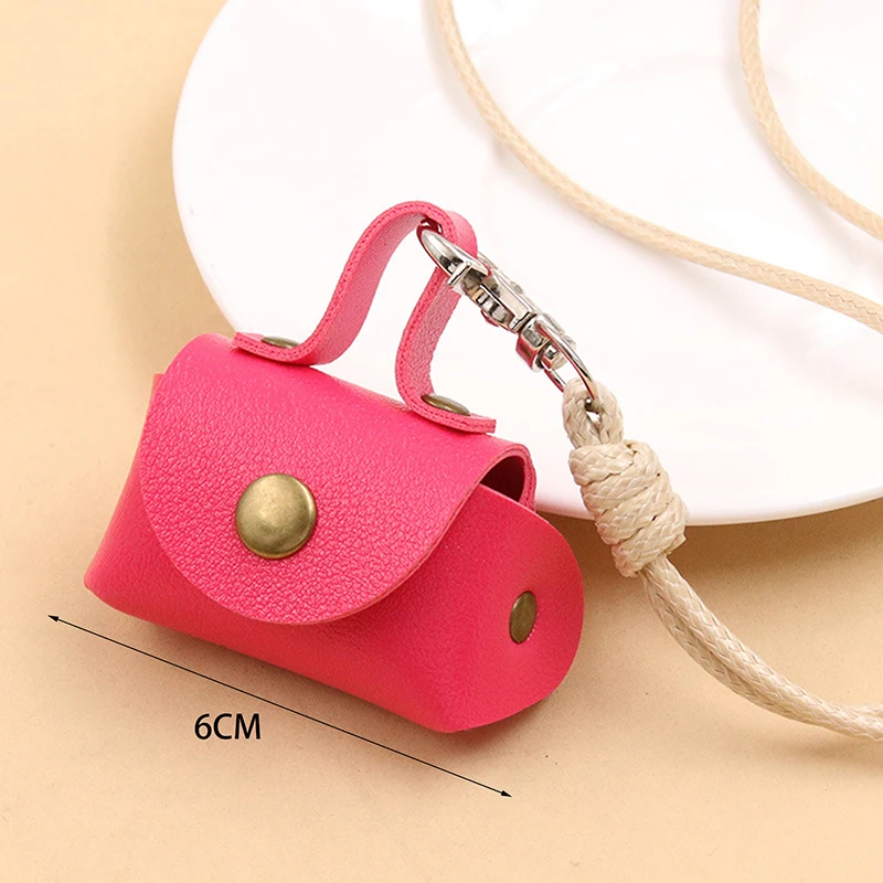 Small Leather Coin Purse Necklace Pendant Without Chain For Women Portable Headphone Cover Storage Long Sweater Chain
