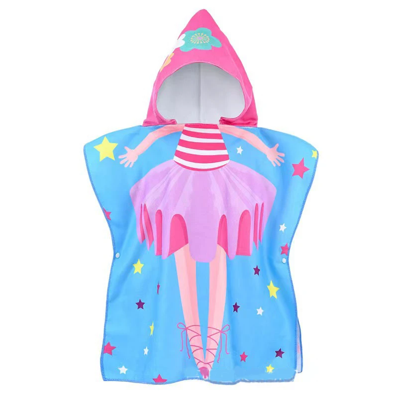 The Mermaid Princess Toddler Hooded Beach Towel Coverup Cape for Kid Girl Toddler Pool Towel Bath Camping Hooded Bathrobe Poncho