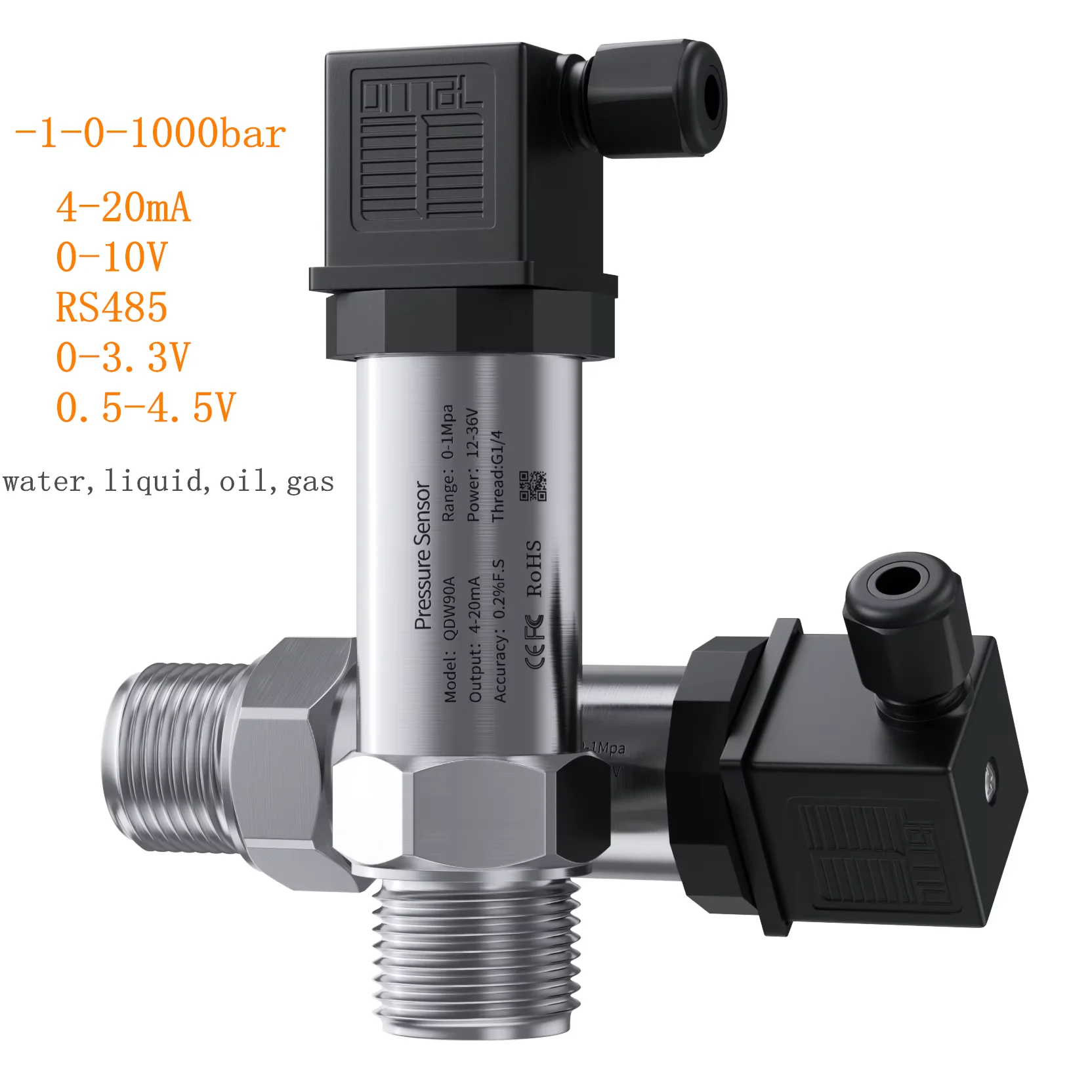 圧力トランスミッター負センサー水ガス油液体水液体1バール10バール50mbar-0-33v4-20mag14