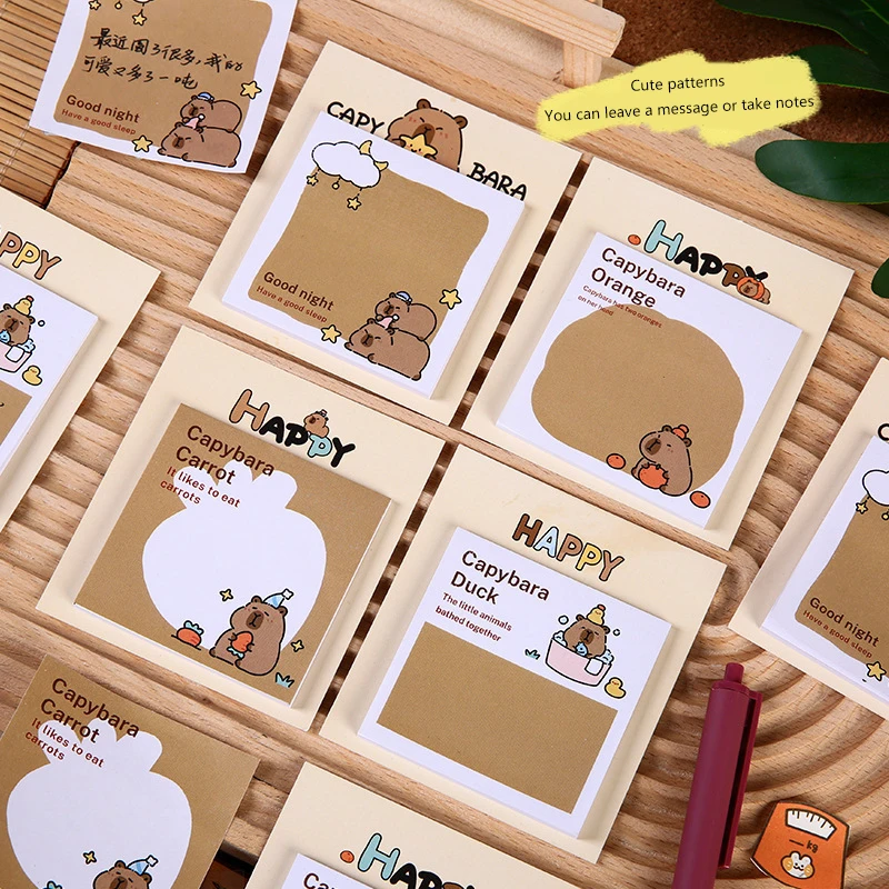 30 sztuk Cute Cartoon kreatywne Capibala karteczki samoprzylepne DIY dziennik wiadomość uwaga papierowy notatnik szkolne artykuły papiernicze artykuły szkolne