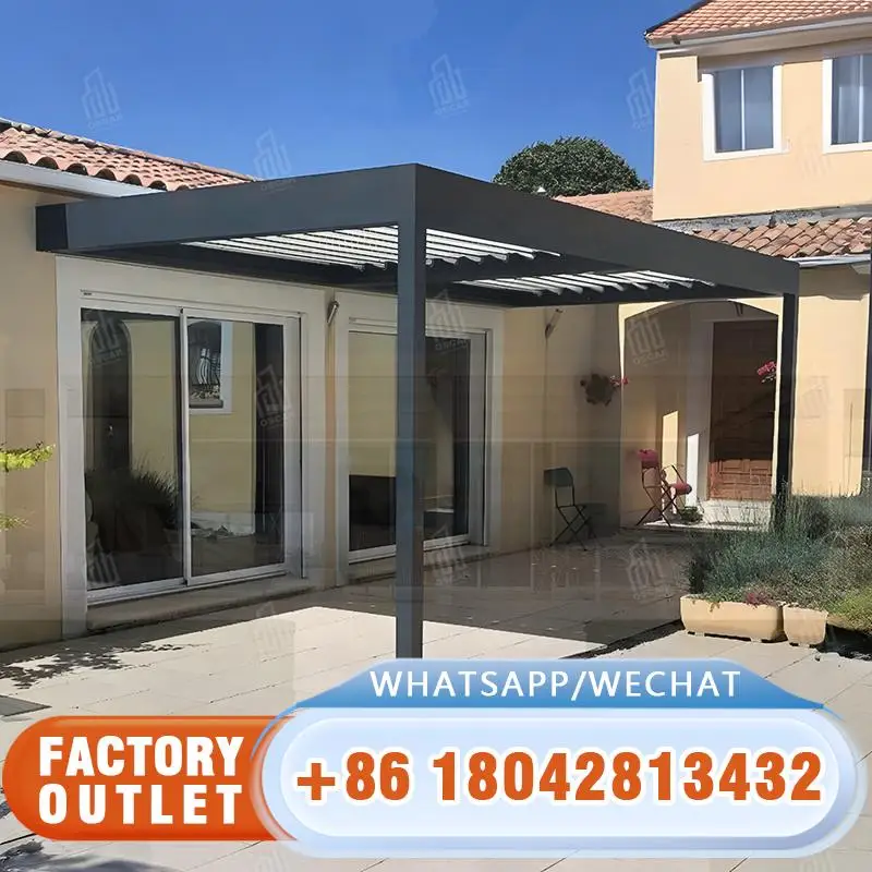 

Большая светодиодная алюминиевая регулируемая тентовая система с жалюзи на крыше для вилл, теплиц в Европе, беседка