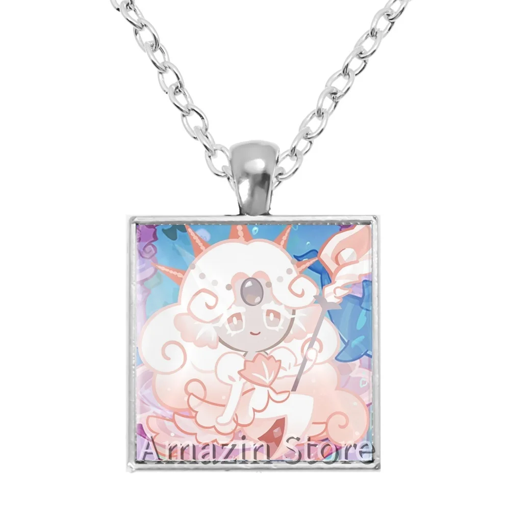 25mm Square Necklace Game Cookie Run Kingdom Ancient Beast Shadow Milk Cookie Handmade Alloy Pendant Accessories Fans Gift