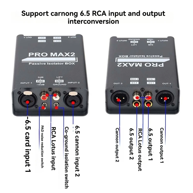 2-Way Audio Isolator Audio Current Noise Eliminator XLR 6.5 Lotus Isolator Mixer Live Broadcast