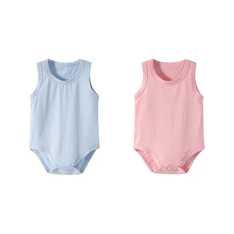 Summer New Pullover baby camisole Triangle Solid sleeveless triangle crawling suit Vest 0-12months Male and female baby jumpsuit