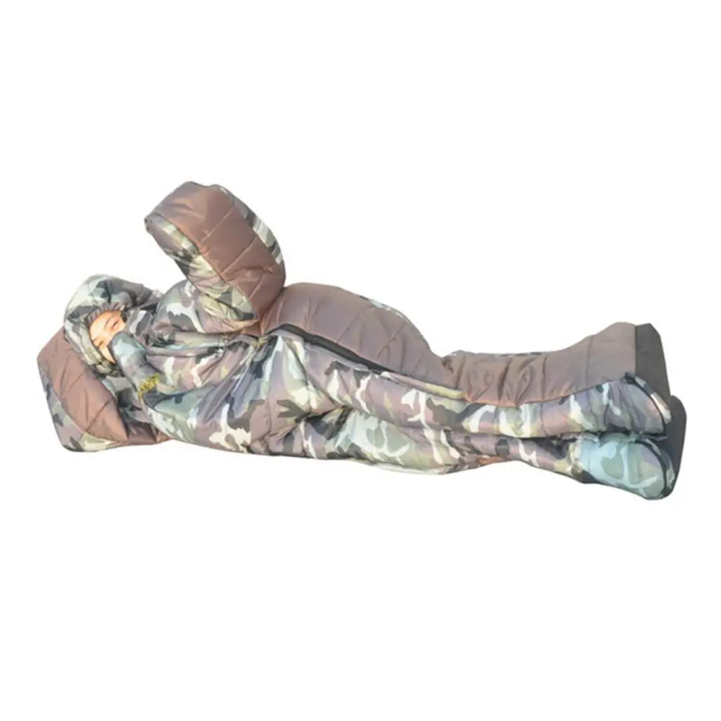 

Portable sleeping bag for adults with zippers and closure for outdoor use
