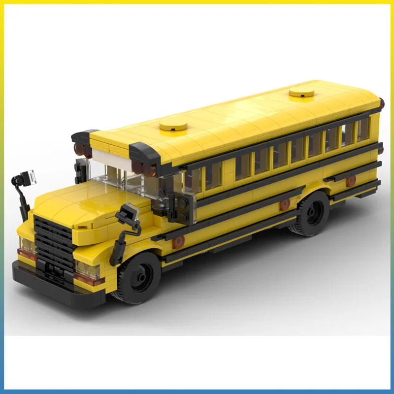 

НОВЫЙ строительный блок MOC, классический школьный автобус США, автомобильные игрушки, подходящие для маленьких мальчиков, детские украшения на день рождения, рождественские игрушки