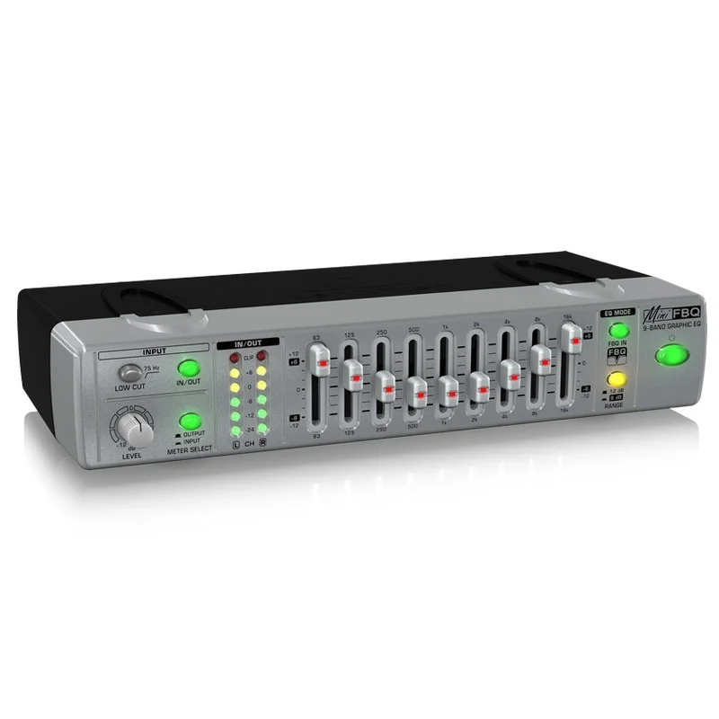 FBQ800 Professional Audio Equalizer Ultra-Compact 9-Band Graphic Metal Equalizer Factory Wholesale