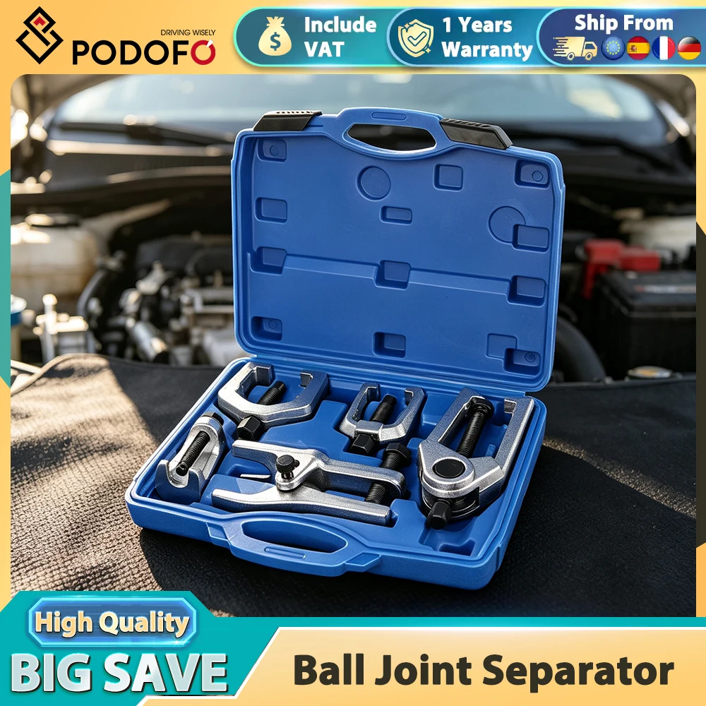 Podofo Ball Joint Separator 5pcs Arm Puller Tie Rod End Tool Set for Front End Service Splitter Removal Kit 5 Adjustable Tools Automotive Repair