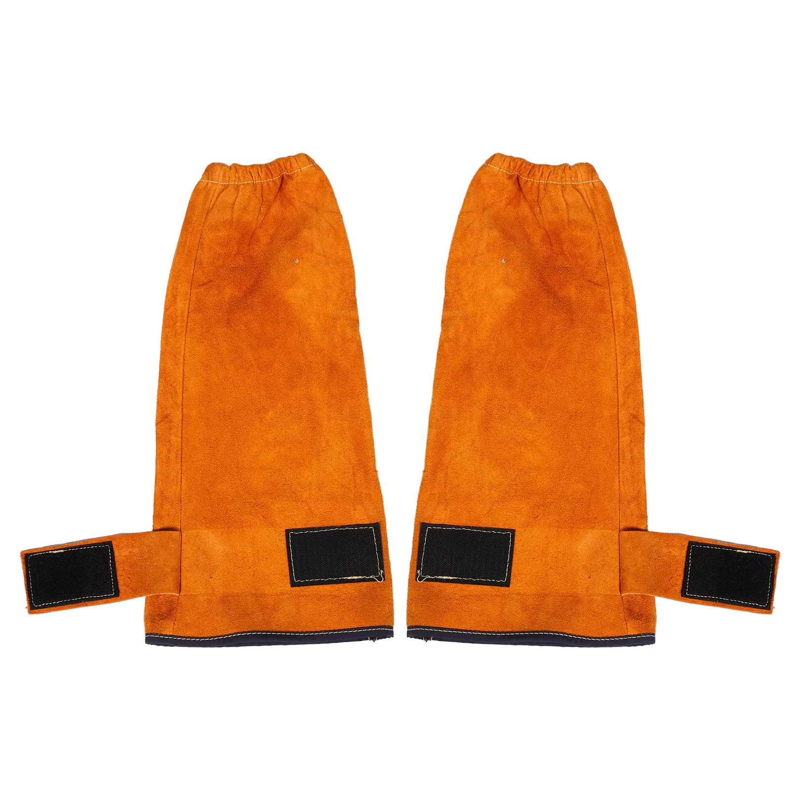 

1 Pair Cowhide Welding Sleeves High Temperature Resistant Extended Protection Elastic Cuffs For Industrial Construction Work