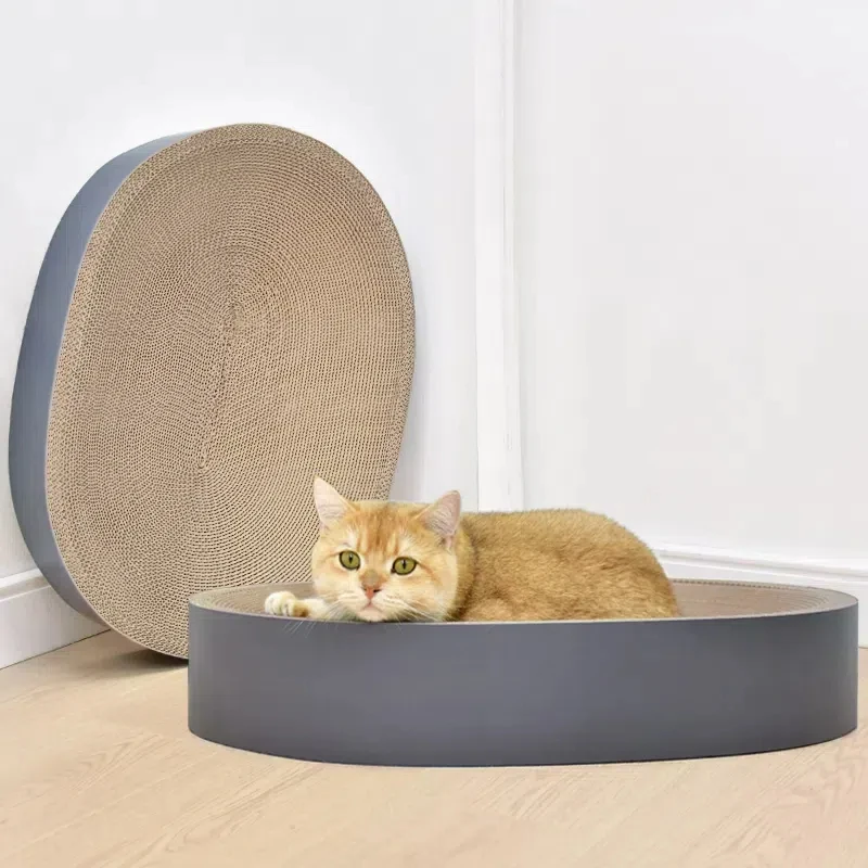 Cardboard Cat Scratch Bed cat scratcher for Indoor Cats Oval Round Shape cat bed Kitty Scratching Pad