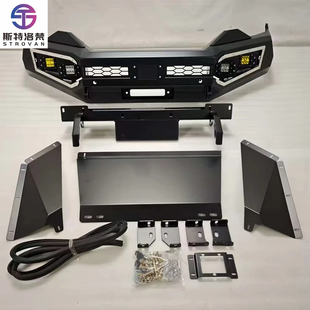 

AQTA 4WD Off-road Pickup Trucks Steel Front Bumper Bar with LED Lights Front Protection Hanger Frame with Winch Mount Dmax 2025