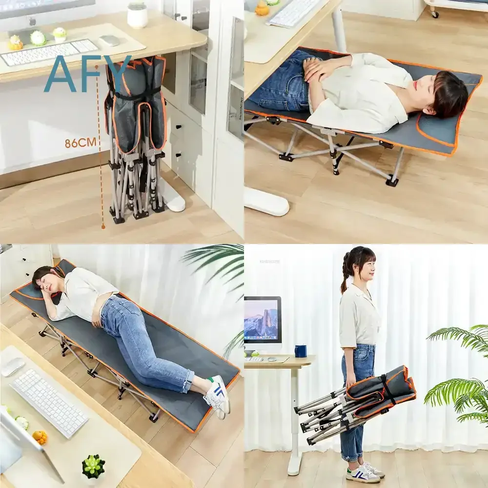 Modern Folding Bed for Office Composite Fabric Convenient Beds with Pillows Light Luxury Creative Folding Beds for Study Room