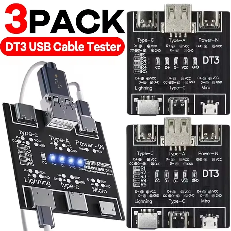 DT3 Data Cable Detection Board Type-C Micro USB C Cable Tester Short Circuit On Off Switching Diagnose Tool for iOS Android