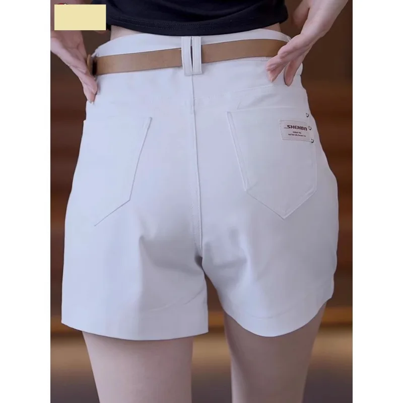 Белые шорты, жаркие летние тонкие удобные модные облегающие шорты с высокой талией три четверти