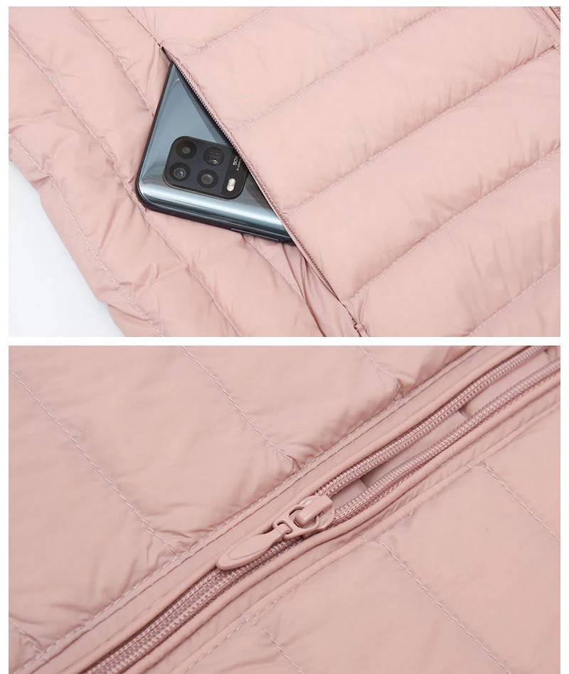 Schinteon Women Ultralight 90% White Duck Down Jacket with Removable Hood Autumn Winter Thin Outwear Portable Storage 2026 New