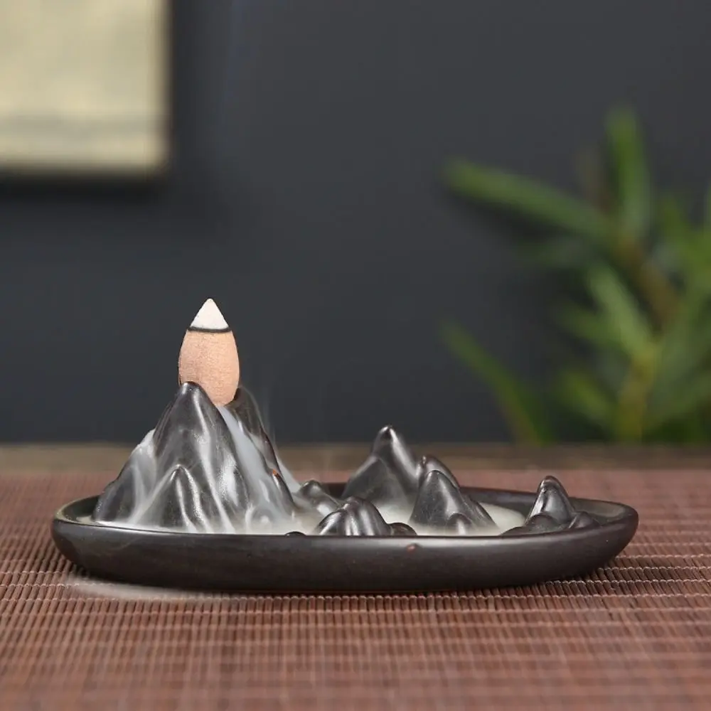 Ceramic Backflow Waterfall Incense Tray Handmade Zen-like Backflow Aroma Diffuser Retro Backflow Incense Stick Holder