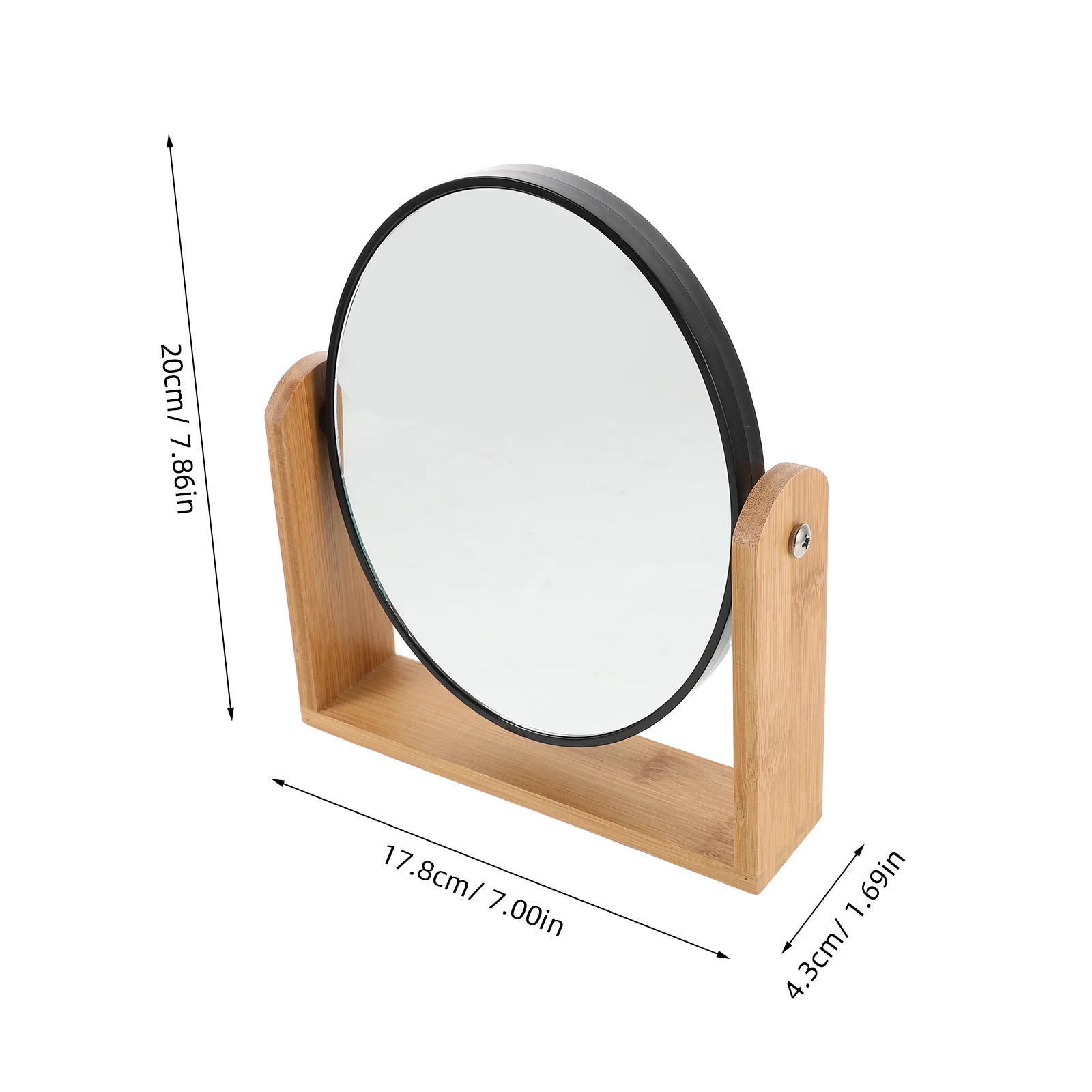 Dual-Sided Bamboo Vanity Mirror Round 3x Magnification Rotating Stand Desktop Makeup Mirror for Women Mirrors for Makeup Desk