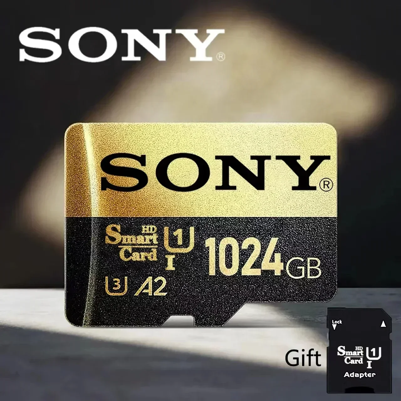 SONY 1TB Micro SD การ์ดหน่วยความจำ tf/sd การ์ด128GB 256GB 512GB Class10การ์ดความจำขนาดเล็กสำหรับกล้อง/โทรศัพท์2024ใหม่