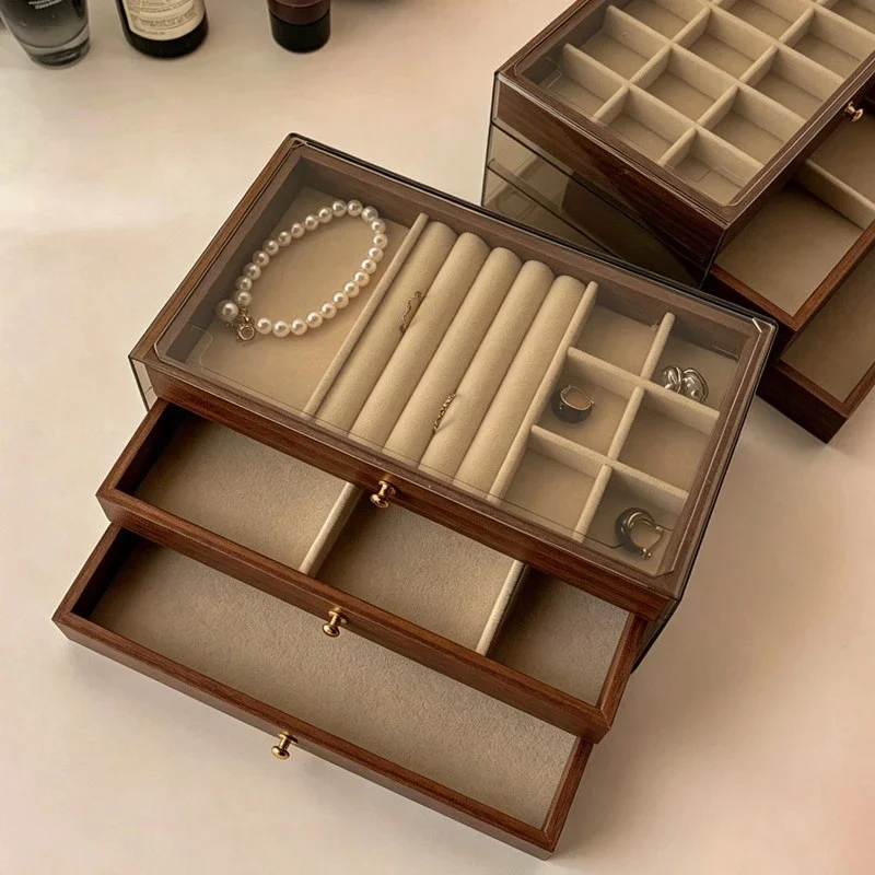 

Luxury Jewelry Organizer Box Large Capacity Velvet Lined Exquisite Accessory Storage Case For Women Vanity Display Birthday Gift